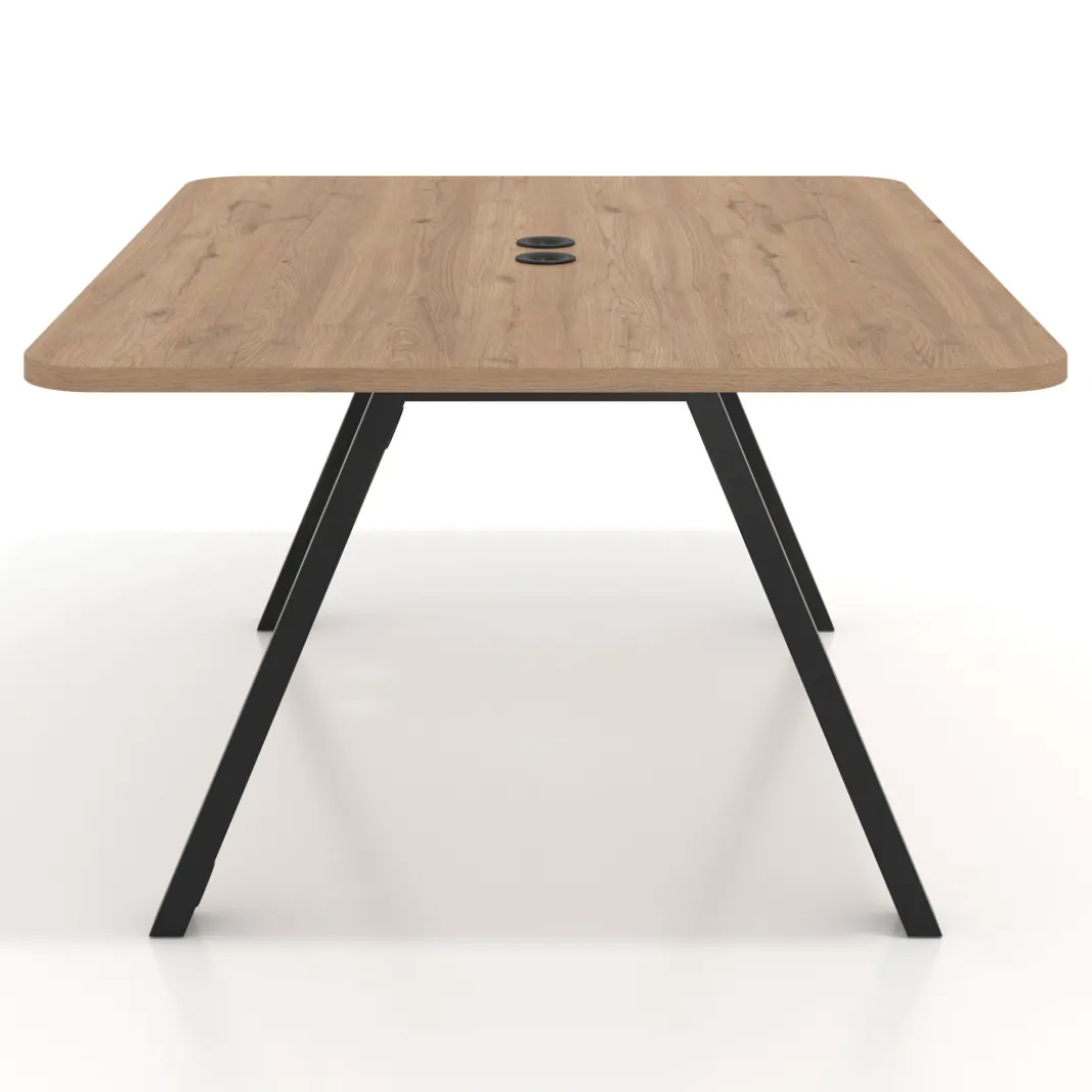 Mesa de oficina doble UvePro fondo 126, cantos redondeados, estructura negra