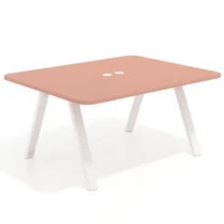 Mesa de oficina doble UvePro fondo 126, cantos redondeados, estructura blanca