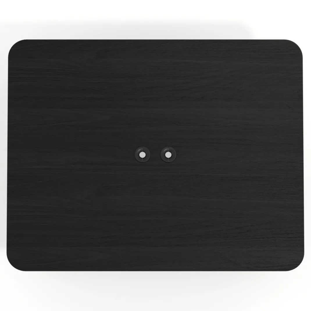 Mesa de oficina doble UvePro fondo 126, cantos redondeados, estructura negra/madera