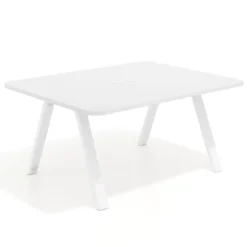 Mesa de oficina doble UvePro fondo 126, cantos redondeados, estructura blanca