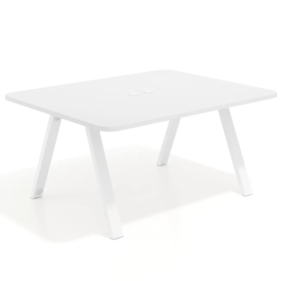 Mesa de oficina doble UvePro fondo 126, cantos redondeados, estructura blanca