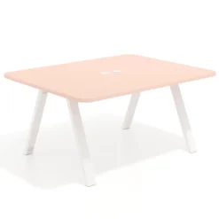 Mesa de oficina doble UvePro fondo 126, cantos redondeados, estructura blanca