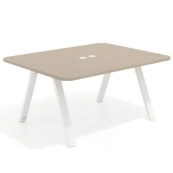 Mesa de oficina doble UvePro fondo 126, cantos redondeados, estructura blanca