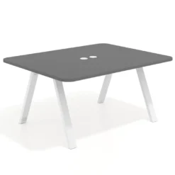 Mesa de oficina doble UvePro fondo 126, cantos redondeados, estructura blanca