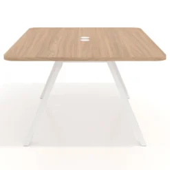 Mesa de oficina doble UvePro fondo 126, cantos redondeados, estructura blanca