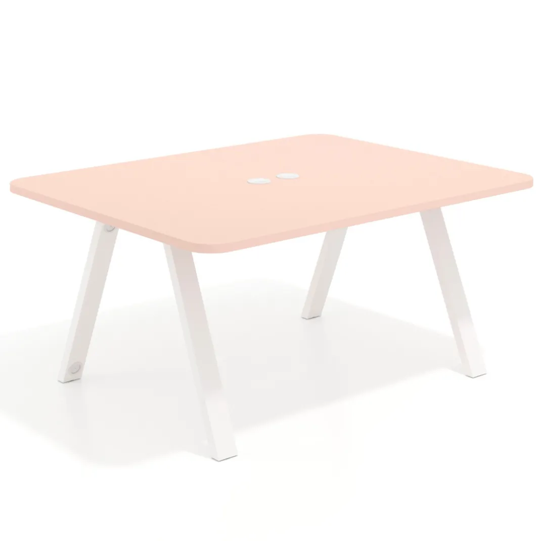 Mesa de oficina doble UvePro fondo 126, cantos redondeados, estructura blanca