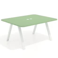Mesa de oficina doble UvePro fondo 126, cantos redondeados, estructura blanca