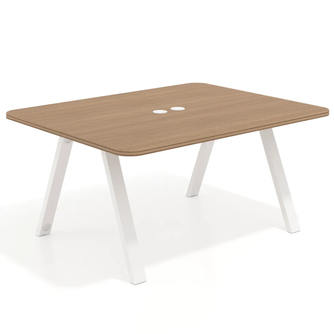 Mesa de oficina doble UvePro fondo 126, cantos redondeados, estructura blanca