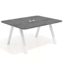 Mesa de oficina doble UvePro fondo 126, cantos redondeados, estructura blanca