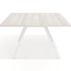 Mesa de oficina doble UvePro fondo 142, cantos rectos, estructura blanca
