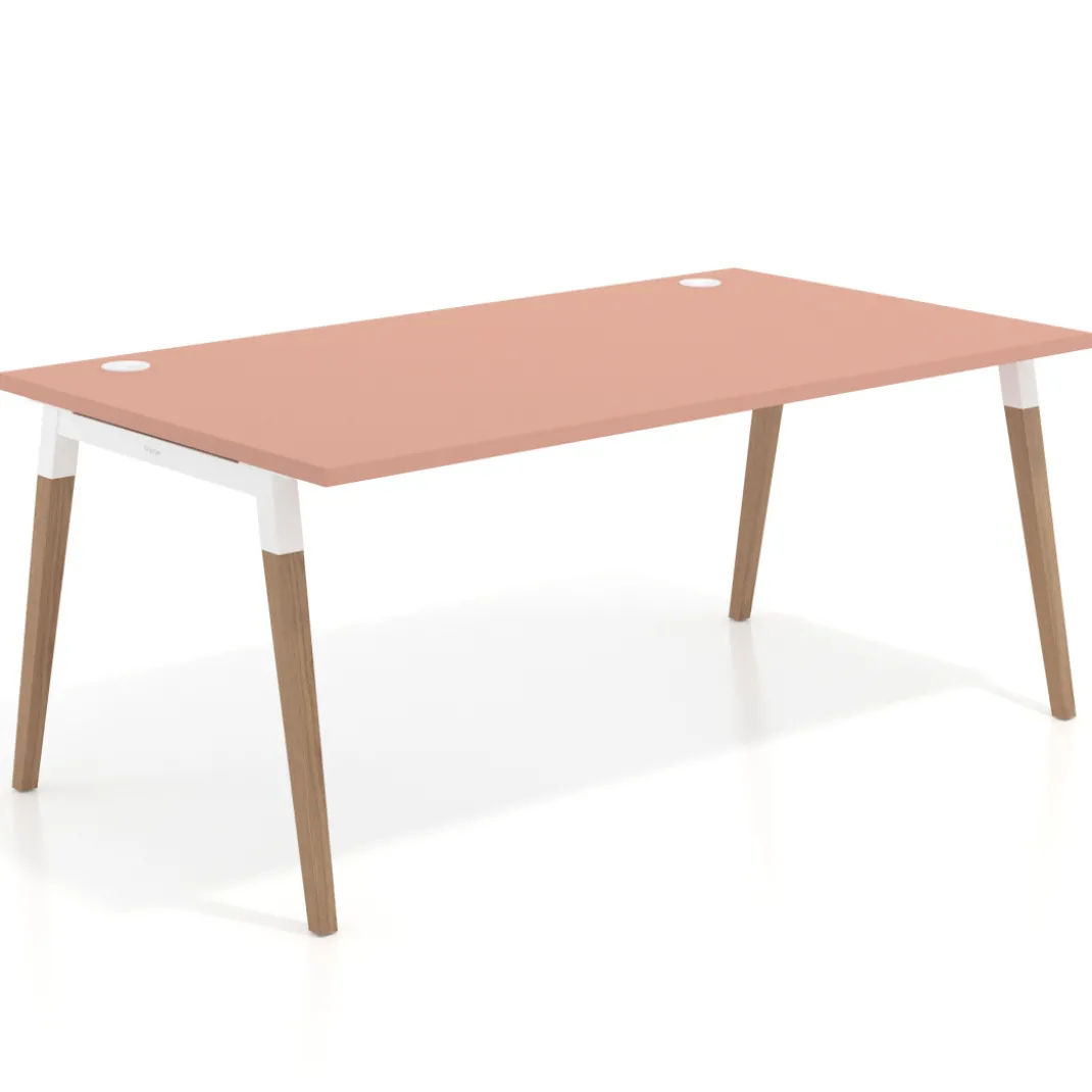 Mesa de oficina ejecutiva Arki, patas de madera, fondo 100cm