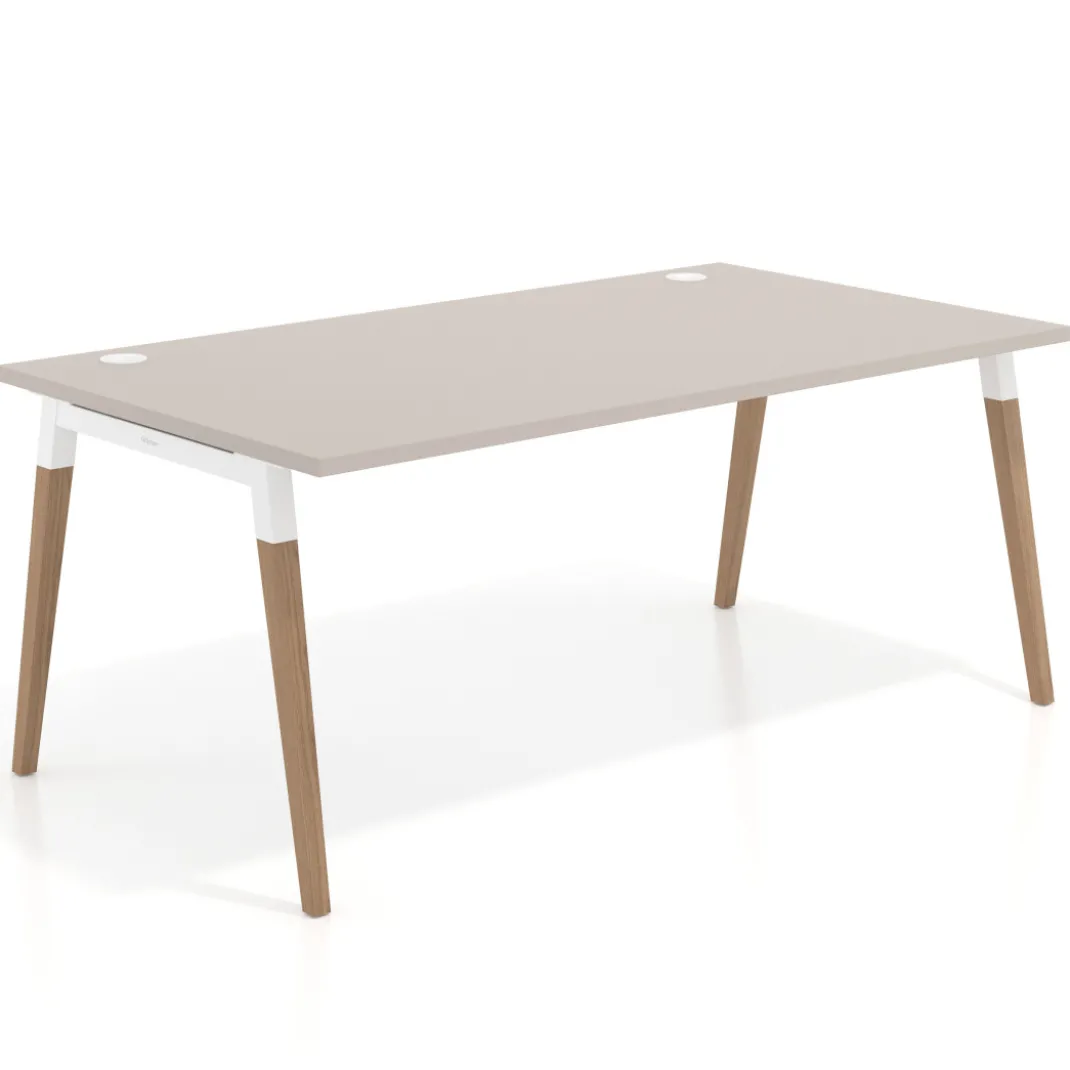 Mesa de oficina ejecutiva Arki, patas de madera, fondo 100cm