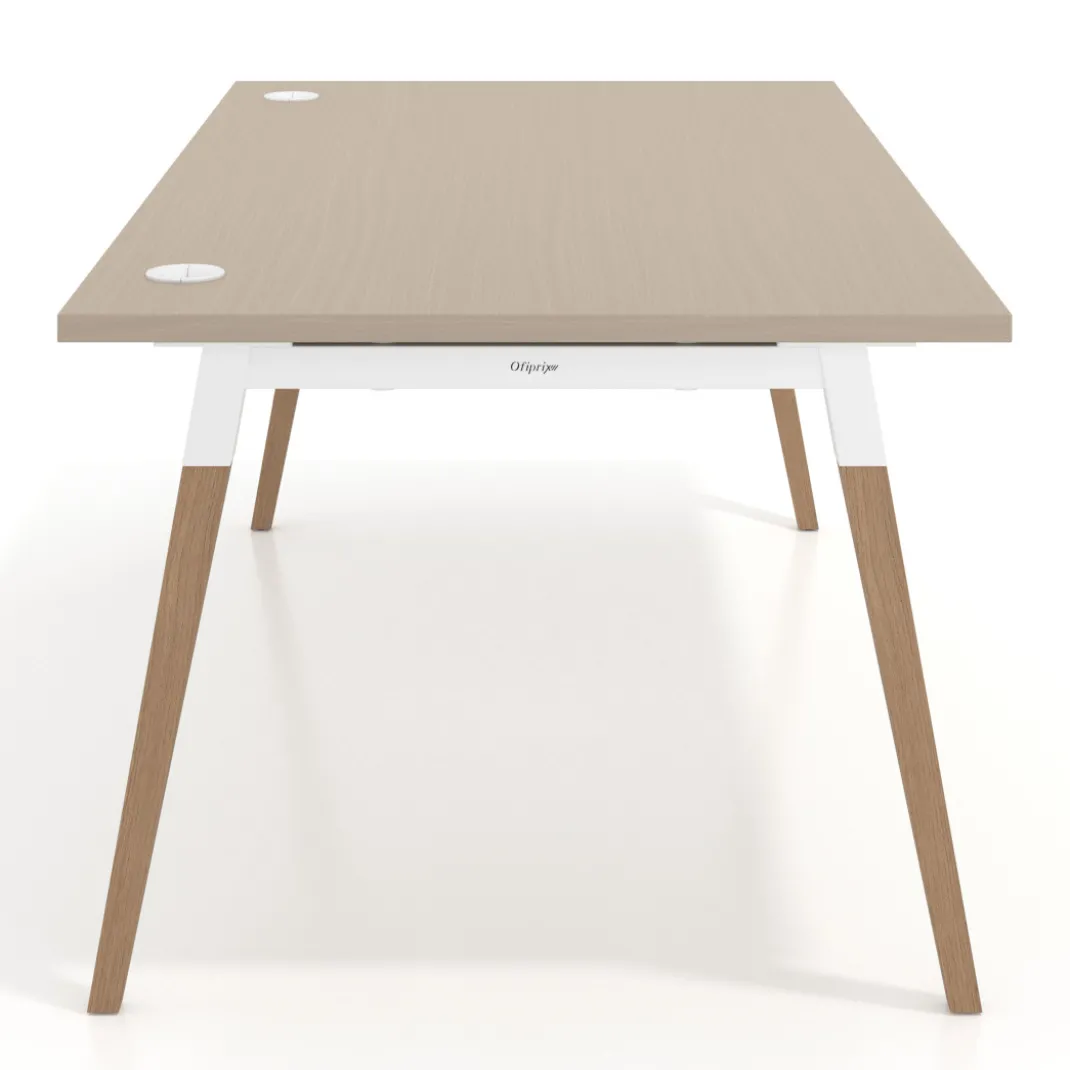 Mesa de oficina ejecutiva Arki, patas de madera, fondo 100cm