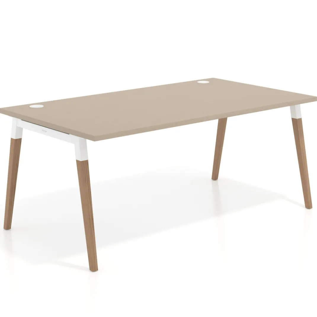 Mesa de oficina ejecutiva Arki, patas de madera, fondo 100cm