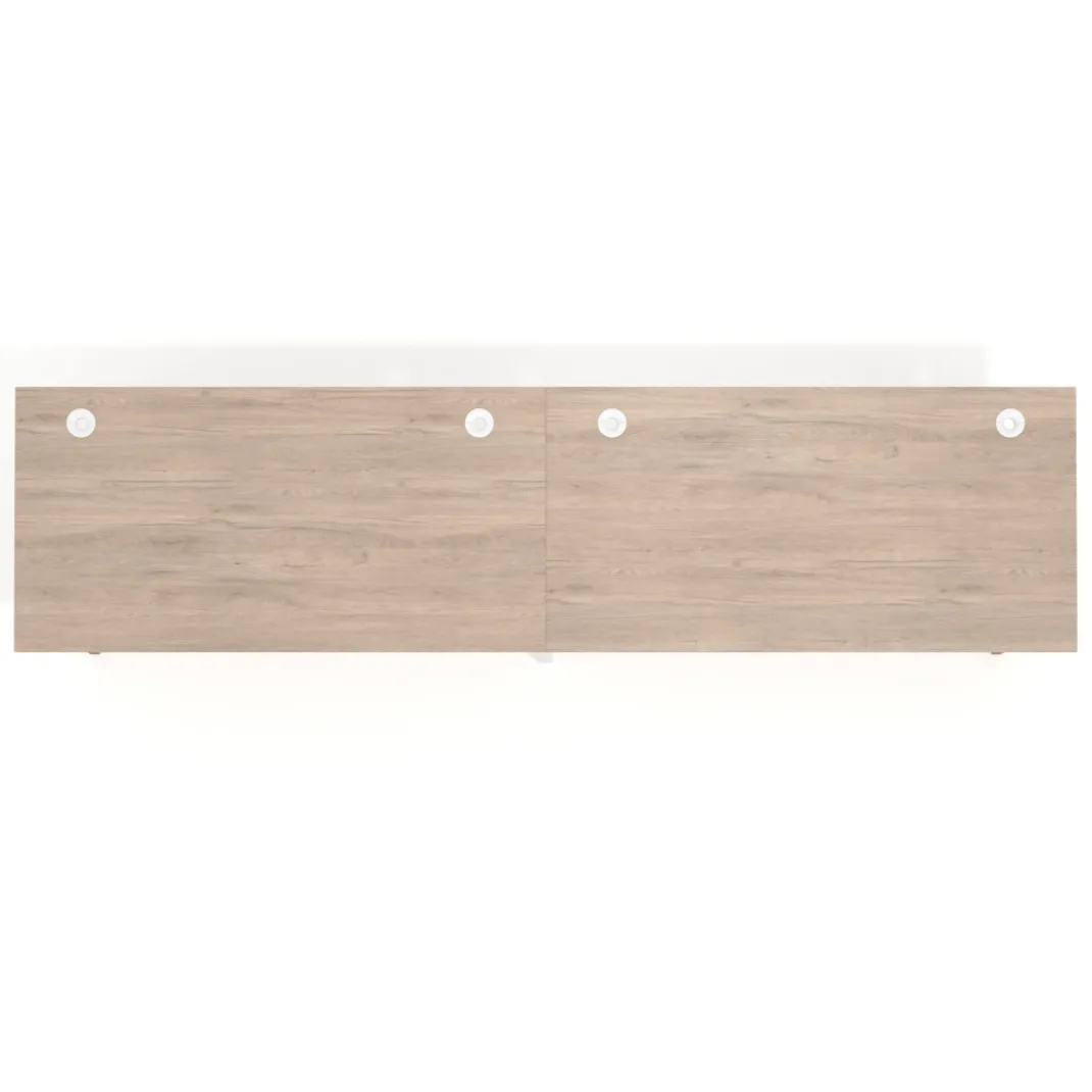 Mesa de oficina en continuidad Arki doble, patas de madera, fondo 80cm