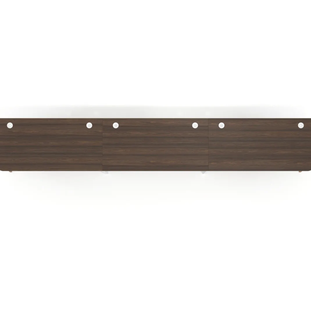 Mesa de oficina en continuidad Arki triple con bordes redondeados, fondo 80cm