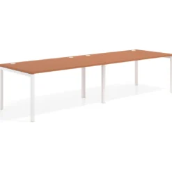 Mesa de oficina en continuidad progresiva doble Kube, fondo 100cm, estructura blanca