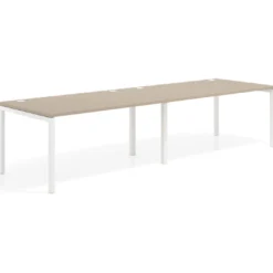 Mesa de oficina en continuidad progresiva doble Kube, fondo 100cm, estructura blanca