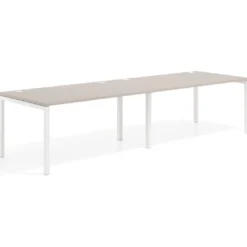 Mesa de oficina en continuidad progresiva doble Kube, fondo 100cm, estructura blanca