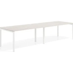 Mesa de oficina en continuidad progresiva doble Kube, fondo 100cm, estructura blanca