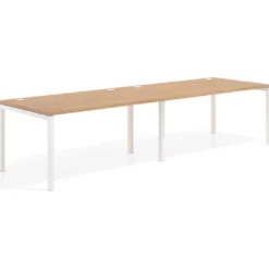 Mesa de oficina en continuidad progresiva doble Kube, fondo 100cm, estructura blanca