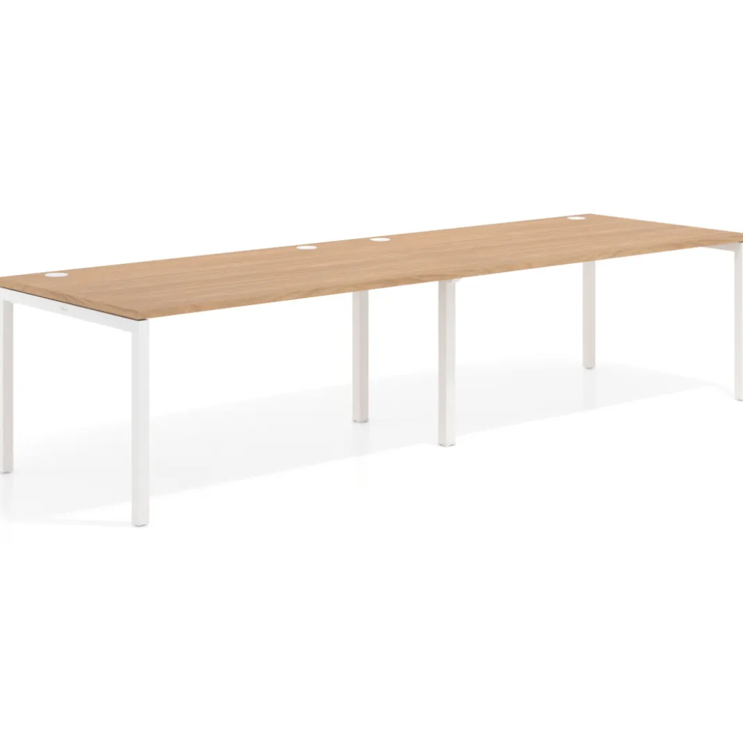 Mesa de oficina en continuidad progresiva doble Kube, fondo 100cm, estructura blanca