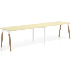 Mesa de oficina en continuidad Arki doble con bordes redondeados, fondo 80cm