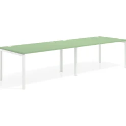 Mesa de oficina en continuidad progresiva doble Kube, fondo 100cm, estructura blanca