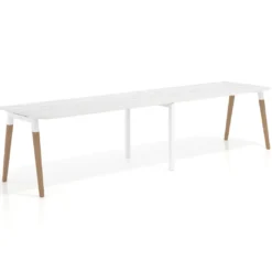 Mesa de oficina en continuidad Arki doble con bordes redondeados, fondo 80cm