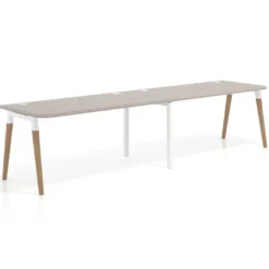 Mesa de oficina en continuidad Arki doble con bordes redondeados, fondo 80cm