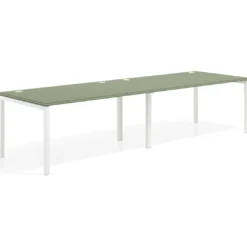 Mesa de oficina en continuidad progresiva doble Kube, fondo 100cm, estructura blanca