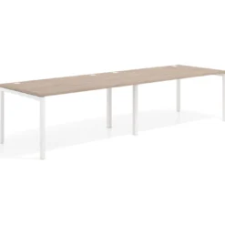 Mesa de oficina en continuidad progresiva doble Kube, fondo 100cm, estructura blanca
