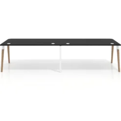Mesa de oficina en continuidad Arki doble con bordes redondeados, fondo 80cm