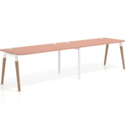 Mesa de oficina en continuidad Arki doble con bordes redondeados, fondo 80cm