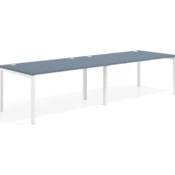 Mesa de oficina en continuidad progresiva doble Kube, fondo 100cm, estructura blanca