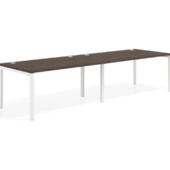 Mesa de oficina en continuidad progresiva doble Kube, fondo 100cm, estructura blanca