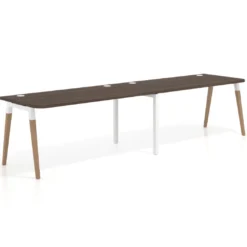 Mesa de oficina en continuidad Arki doble con bordes redondeados, fondo 80cm