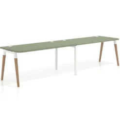 Mesa de oficina en continuidad Arki doble con bordes redondeados, fondo 80cm
