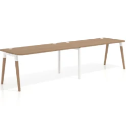 Mesa de oficina en continuidad Arki doble con bordes redondeados, fondo 80cm