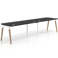 Mesa de oficina en continuidad Arki doble con bordes redondeados, fondo 80cm