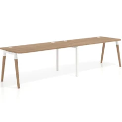 Mesa de oficina en continuidad Arki doble con bordes redondeados, fondo 80cm