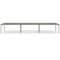 Mesa de oficina en continuidad progresiva triple Kube, fondo 100cm, estructura aluminio