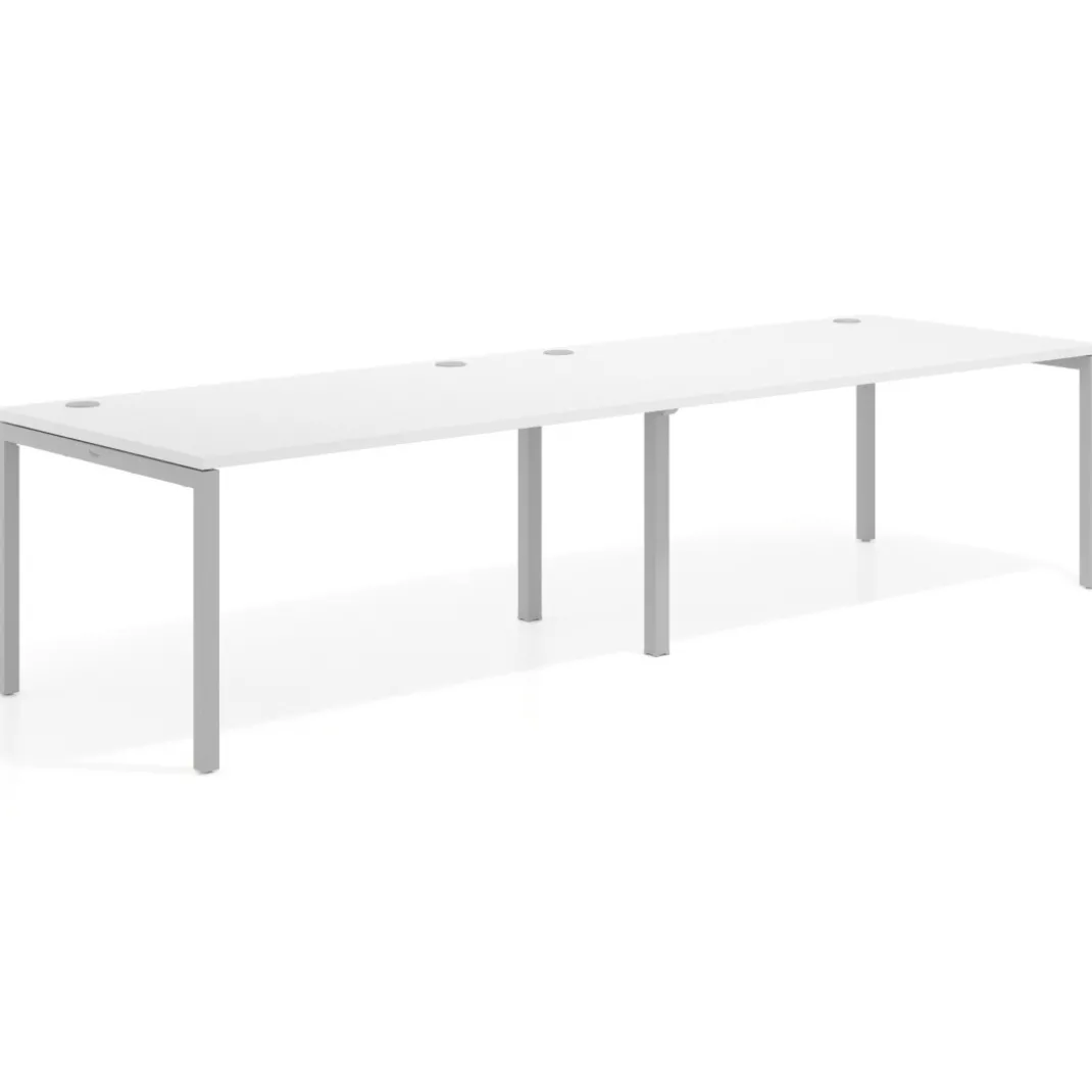 Mesa de oficina en continuidad progresiva doble Kube, fondo 100cm, estructura aluminio