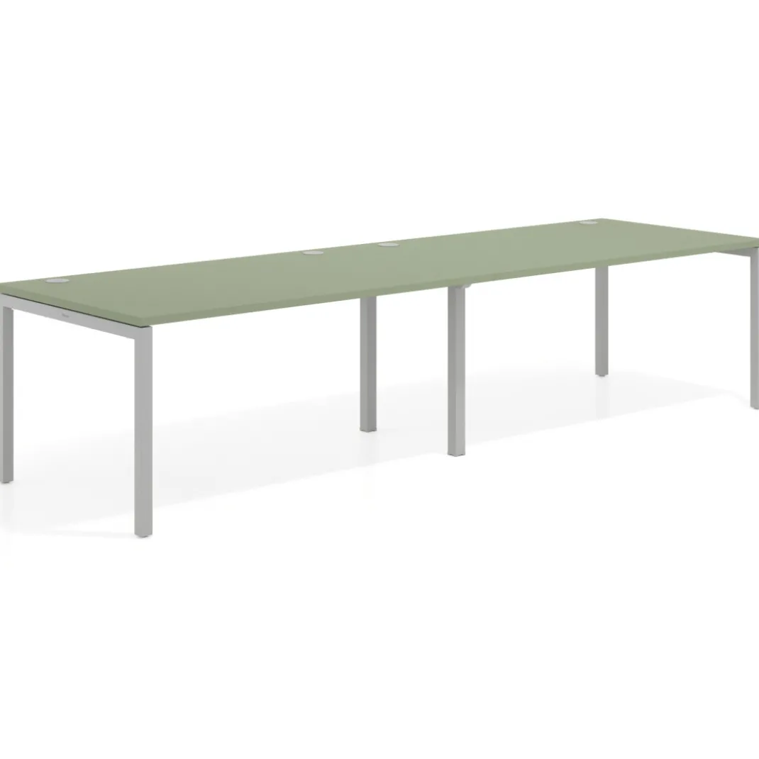 Mesa de oficina en continuidad progresiva doble Kube, fondo 100cm, estructura aluminio