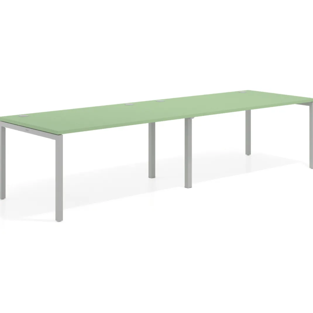 Mesa de oficina en continuidad progresiva doble Kube, fondo 100cm, estructura aluminio