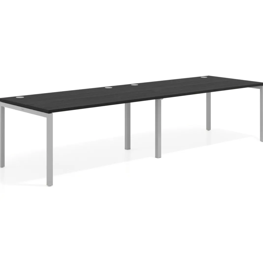 Mesa de oficina en continuidad progresiva doble Kube, fondo 100cm, estructura aluminio