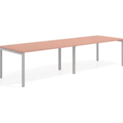 Mesa de oficina en continuidad progresiva doble Kube, fondo 100cm, estructura aluminio