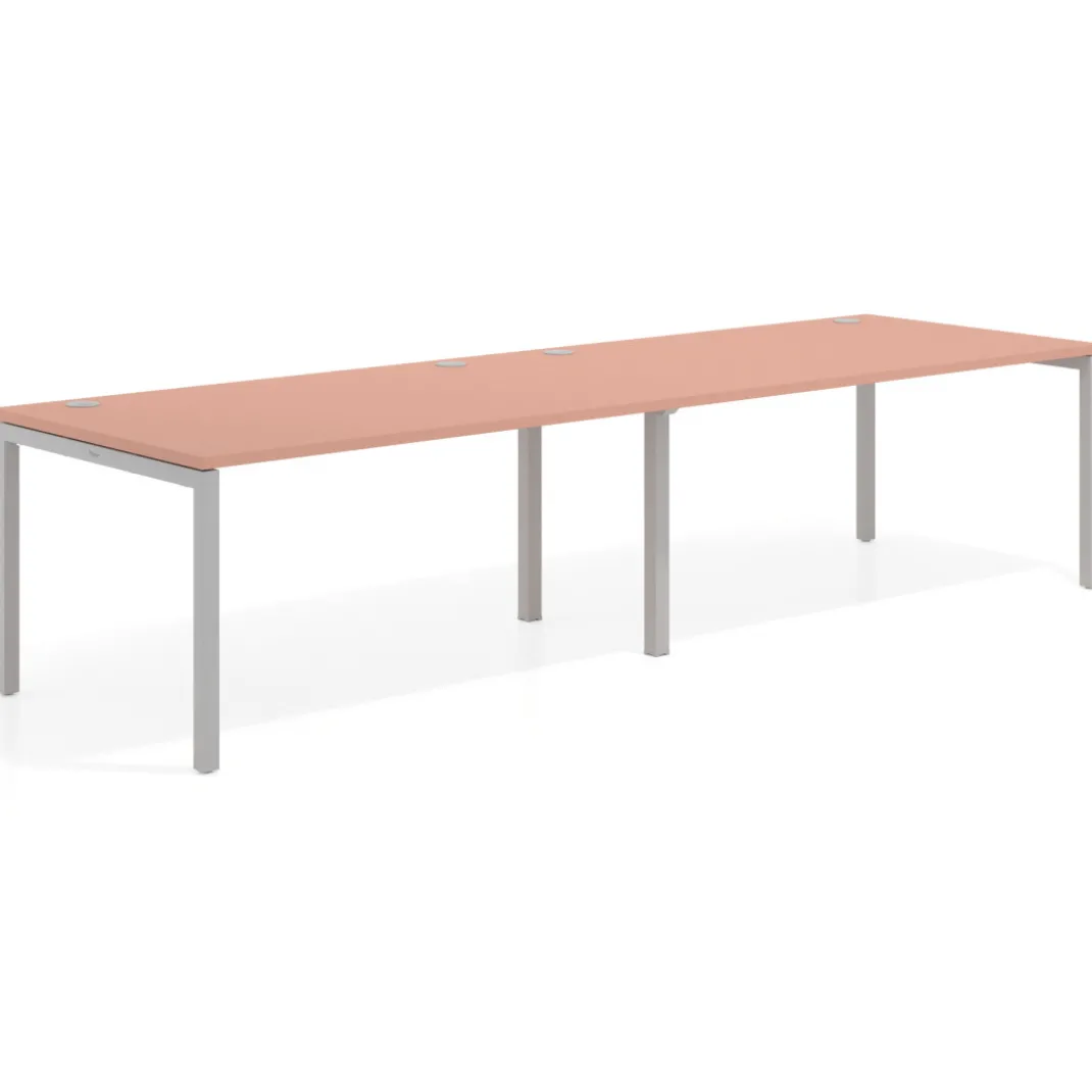 Mesa de oficina en continuidad progresiva doble Kube, fondo 100cm, estructura aluminio