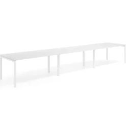 Mesa de oficina en continuidad progresiva triple Kube, fondo 100cm, estructura blanca