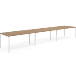 Mesa de oficina en continuidad progresiva triple Kube, fondo 100cm, estructura blanca
